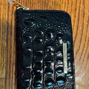 Genuine Leather Brahmin Suri Black Melbourne Zip Wallet